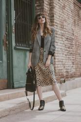 Print Mixing with a Plaid Blazer and Leopard Print Skirt