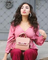 Date Look | Pink Wrap Blouse