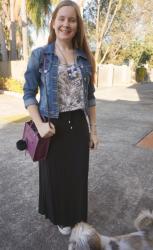 Maxi Skirts and Printed Tanks With Denim Jacket and Rebecca Minkoff Mini Bags
