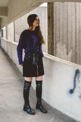 Herbstlook mit Overknees und Cordrock