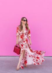Pink Floral Maxi Dress at the Paul Smith Pink Wall