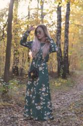 JESSIENNA SUKIENKA MAXI W KWIATY