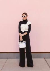 Black and White Bow Front Jumpsuit