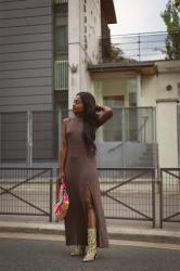 Robe longue fendue très élégante – Idée de look simple