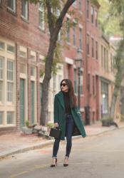 Green Boucle Coat Styled 2 Ways