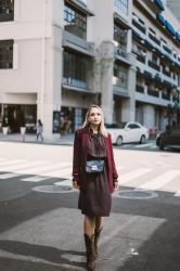 How to layer printed dress for fall