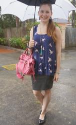 Peplum Tanks and Pencil Skirts With Pink Handbags