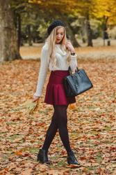 [OOTD] AUTUMN VIBES, TURTLENECK SWEATER, BURGUNDY SKIRT