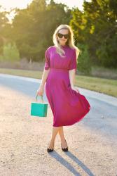 Gal Meets Glam Raspberry Flare Midi Dress