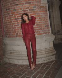 Red Paige Leather Pants
