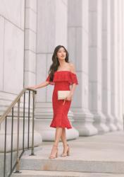 Red Lace Dress // Saks Designer Sale