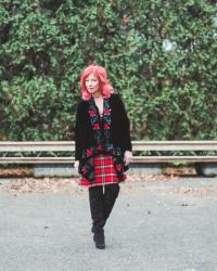 Velvet Embroidered Jacket & Plaid Slip Dress: It Takes Courage To Stand Alone