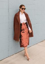 Styling a Copper Sequin Paillette Skirt