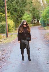 Black Leather Midi Skirt Outfit