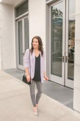 Light Purple Blazer + Gray Denim