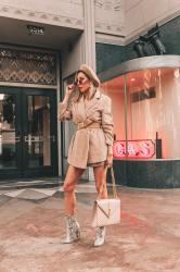 Camel Corduroy Blazer and Snake Print Boots