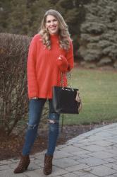 Orange Tunic Sweater & Leopard Booties & Confident Twosday Linkup