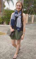 Black Tanks, Shorts and Printed Scarves With Rebecca Minkoff Love Bag: Spring SAHM Style