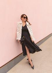 Styling a Long Sleeve Polka Dot Midi Dress