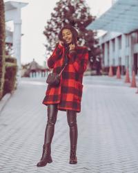 Dressed in Holiday red ( +5 leather boots I love right now)