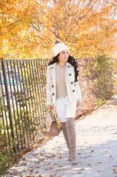 Winter White Outfit Idea + Petite Friendly Peacoat