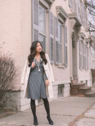 Winter Navy + Cream // Chain Print Wrap Dress