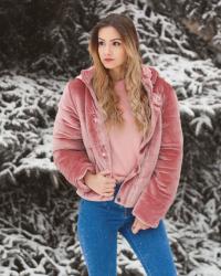 pink velvet coat