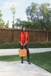 RED BUFFALO PLAID SHIRT AND QUILTED VEST