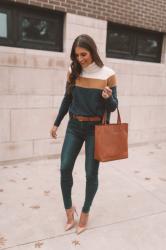 Colorblock Turtleneck Sweater