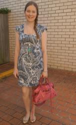 New Weekday Wear Linkup! Blue Dresses and Pink Balenciaga City Bag: Summer Office Outfits