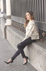 Black And White Checkered Sweatshirt