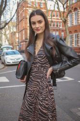 Styling a Tiger Print Midi Dress from Day-to-Night