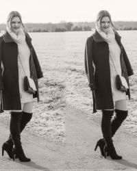 Im Wollkleid & Overknees stylisch durch den Winter