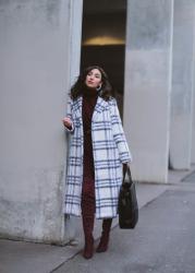 White Checked Coat Outfit