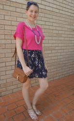 Frill Sleeve Tees, Printed Shorts and Rebecca Minkoff MAB Camera Bag