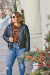 Leopard Sweater + Moto Jacket