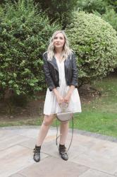 WHITE DRESS AND THE LEATHER JACKET 