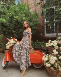 Revolve Floral Maxi Off-the-Shoulder Dress