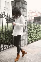 CLOSET STAPLES: CLASSIC BUTTON-DOWN + LEATHER LEGGINGS