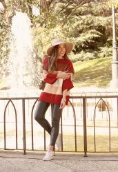 Striped Sweater And Leatherette Pants