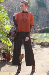 Winter Outfit Idea | Long Culottes, Secret Layers, Leopard and a Cropped Top