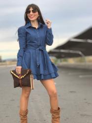 Vestido denim con volantes