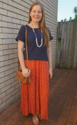 Maxi Skirts and Frill Sleeve Tees With Rebecca Minkoff MAB Camera Bag