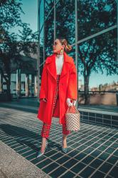 A red coat is a classic winter piece