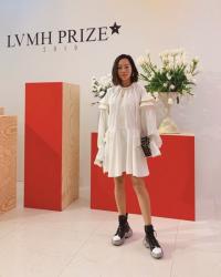 PFW 2019 Louis Vuitton White Ruffle Dress