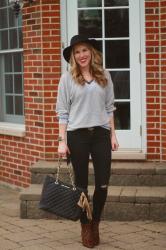 Grey Waffle Knit Sweater & Confident Twosday Linkup 