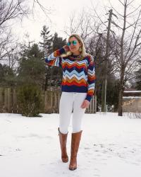 Chevron Sweater + White Denim