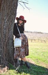 Wine Country - Wearing Combat Boots With A Zebra Print Skirt
