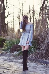 GRAY DRESS OFF SHOULDER || YOINS.COM ♥