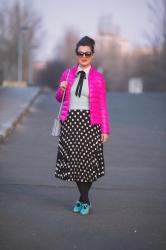 Pleats, dots, fresh mint and hot pink